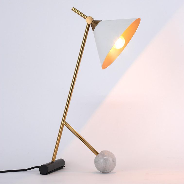 Lampe de table métal blanc et doré Kohey - Photo n°1