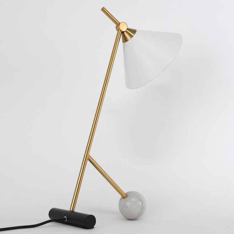Lampe de table métal blanc et doré Kohey - Photo n°2