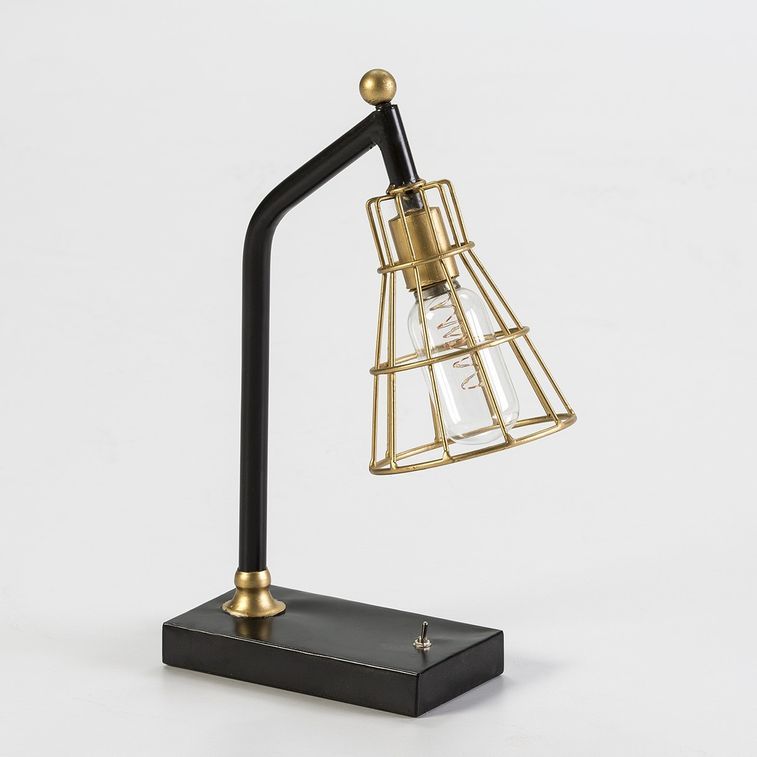 Lampe de table métal doré et socle noir Miali H 36 - Photo n°1