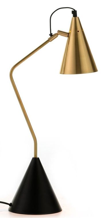 Lampe de table métal doré et socle noir Sarita H 60 - Photo n°1