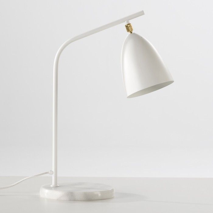 Lampe de table métal et socle marbre blanc Xéna H 54 - Photo n°1