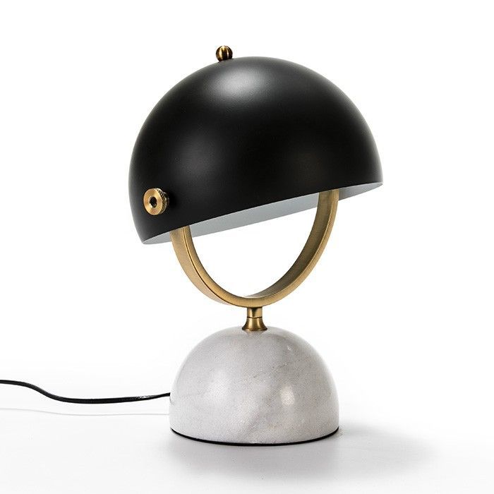 Lampe de table métal noir et pied marbre blanc Sarita - Photo n°1
