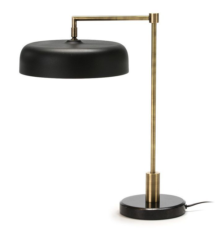 Lampe de table métal noir et pied métal doré Odric - Photo n°1