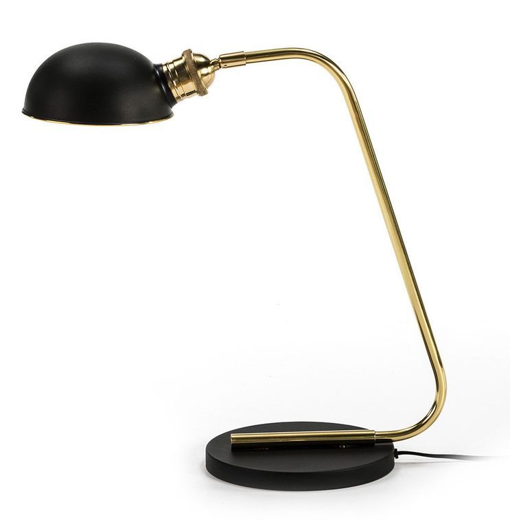 Lampe de table métal noir et pied métal doré Myhor - Photo n°1