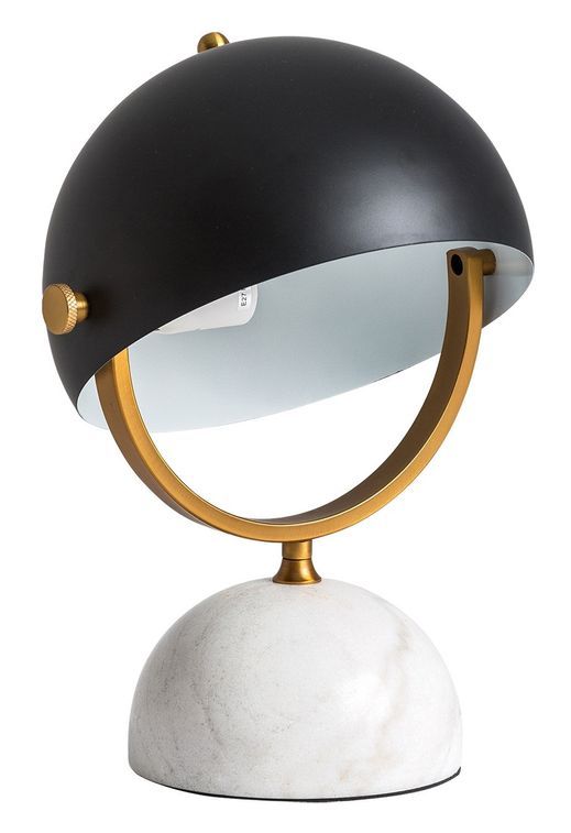 Lampe de table métal noir et socle marbre blanc Miles - Photo n°1