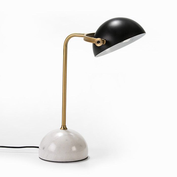Lampe de table noir et marbre blanc et doré Xéna - Photo n°1