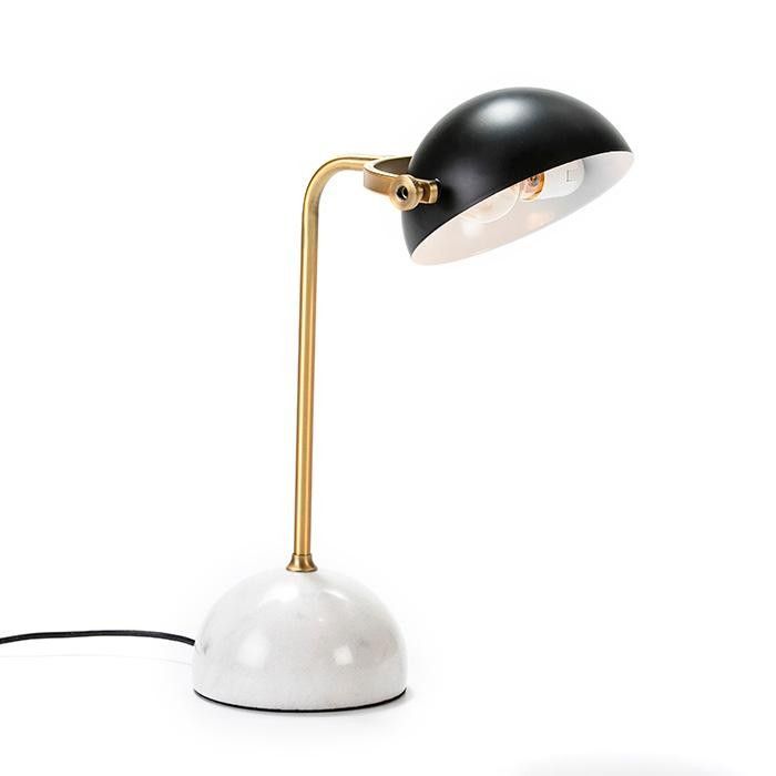 Lampe de table noir et marbre blanc et doré Xéna - Photo n°2