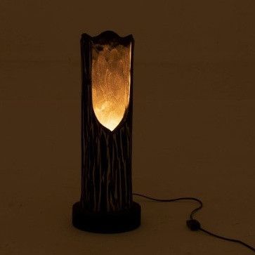 Lampe de table paulownia massif noir et beige Diere - Photo n°3