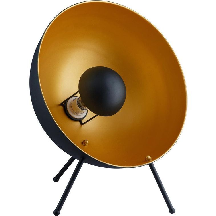 Lampe de table sur trépied métal doré et noir Gello - Photo n°1
