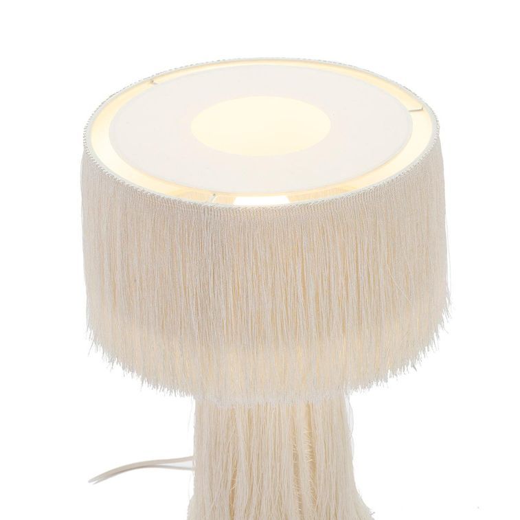 Lampe de table tissu à franges blanc Angie - Photo n°3