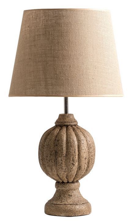 Lampe de table tissu beige et pied manguier massif clair Endof 2 - Photo n°1