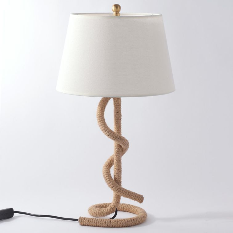 Lampe de table tissu blanc et pied corde Rathor - Photo n°1