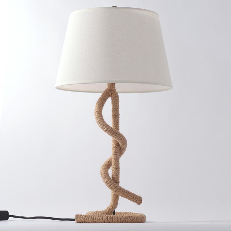 Lampe de table tissu blanc et pied corde Rathor - Photo n°3