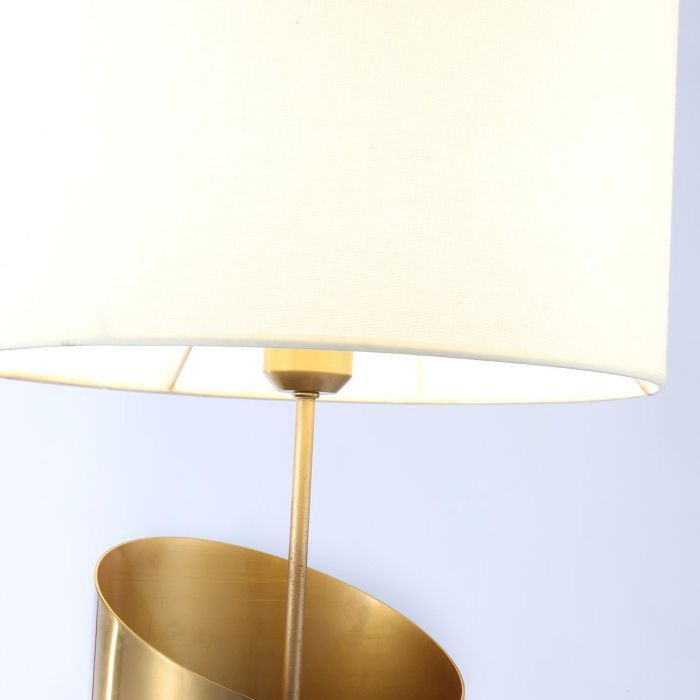 Lampe de table tissu blanc et pied métal cuivré Merna - Photo n°8
