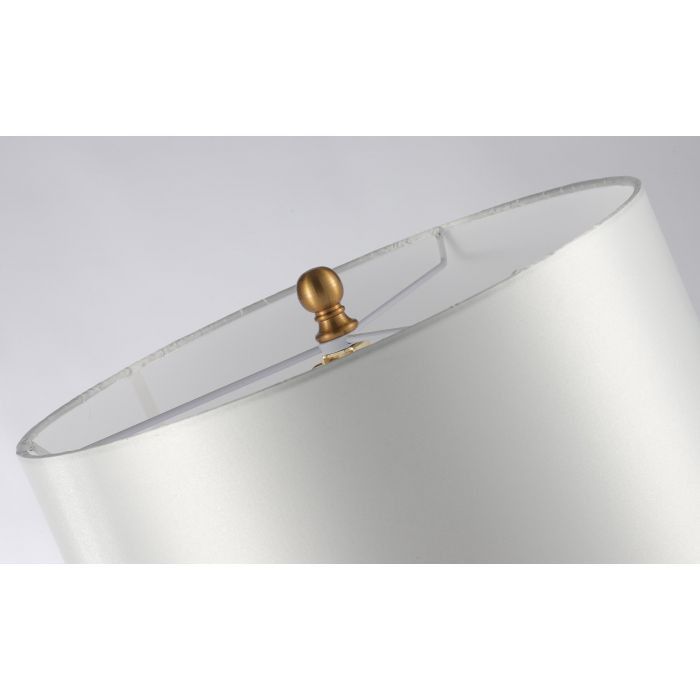 Lampe de table tissu blanc pied béton gris et doré Pinzy - Photo n°7