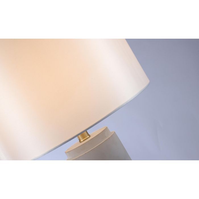 Lampe de table tissu blanc pied béton gris et doré Pinzy - Photo n°8