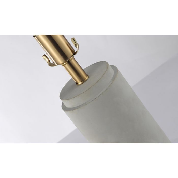 Lampe de table tissu blanc pied béton gris et doré Pinzy - Photo n°10