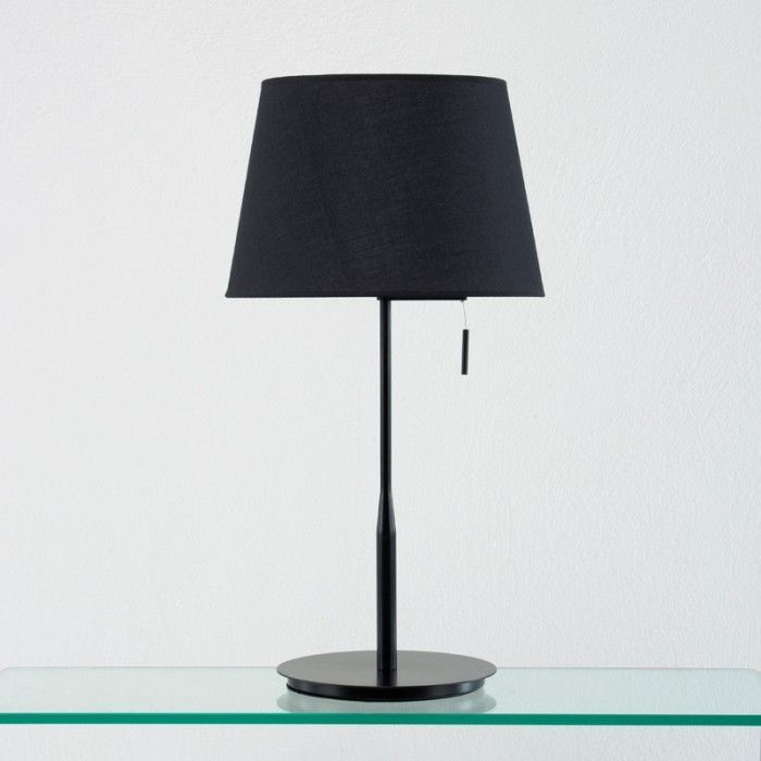 Lampe de table tissu et pied métal noir Mila - Photo n°1