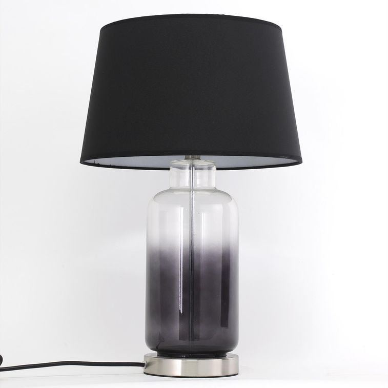 Lampe de table tissu et pied verre noir Gradibel - Photo n°4