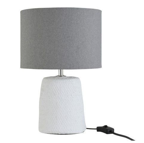 Lampe de table tissu gris et ciment blanc Marino - Photo n°1