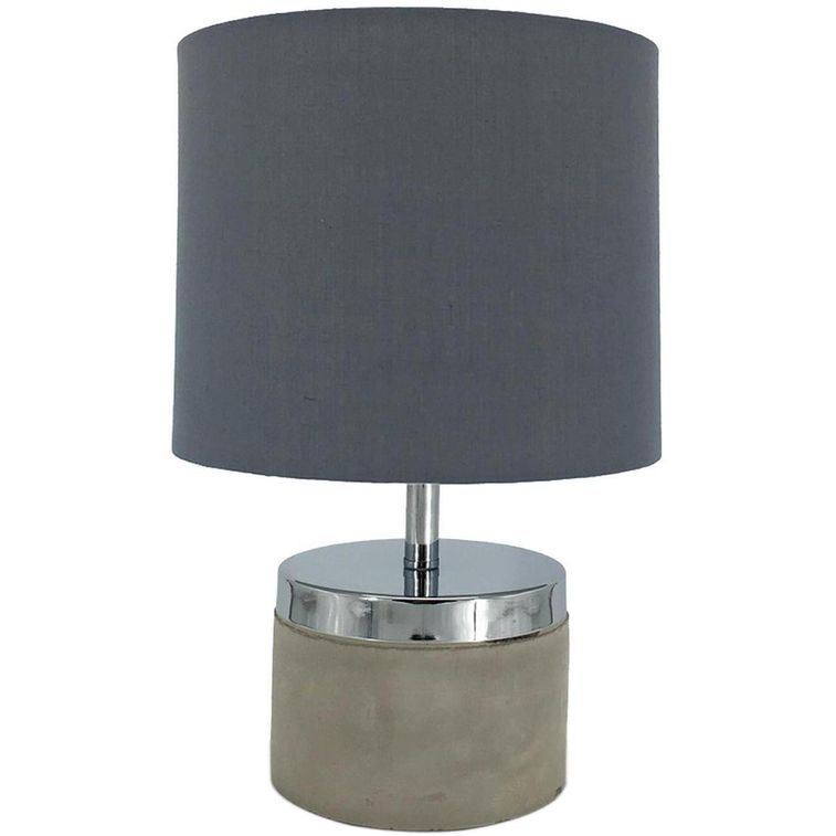 Lampe de table tissu gris et pied béton Rahin H 34 cm - Photo n°1