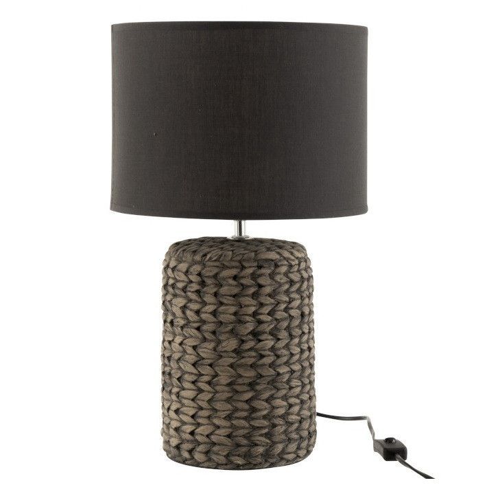 Lampe de table tissu noir et tresse grise Cintee - Photo n°1