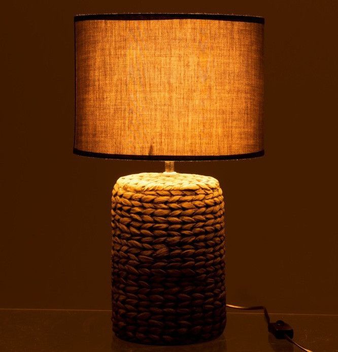 Lampe de table tissu noir et tresse grise Cintee - Photo n°3