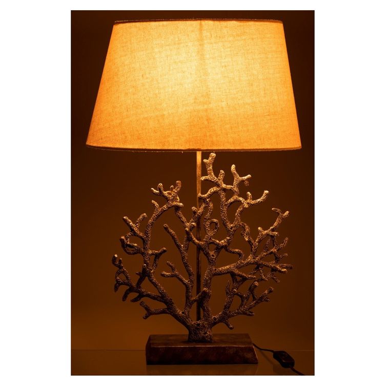 Lampe de table tisu blanc et résine gris Liray - Photo n°3