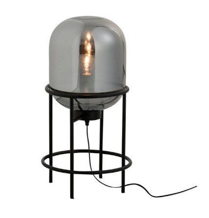 Lampe de table verre argenté et piétement métal noir Liath - Photo n°2