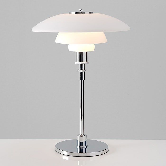 Lampe de table verre blanc et métal chromé Thisa - Photo n°1