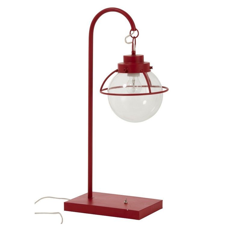 Lampe de table verre et pied métal rouge Bothar - Lot de 2 - Photo n°1