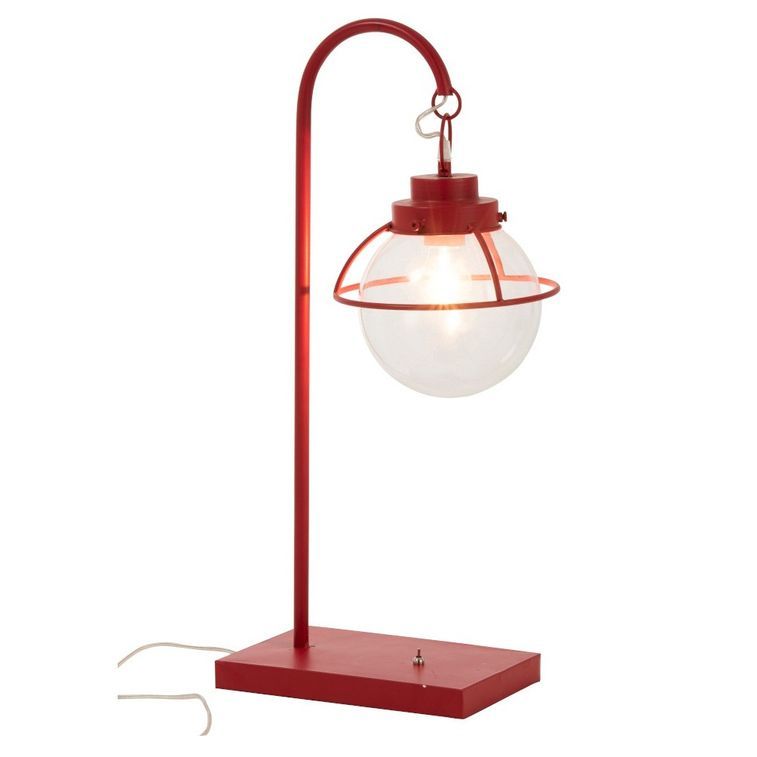 Lampe de table verre et pied métal rouge Bothar - Lot de 2 - Photo n°2