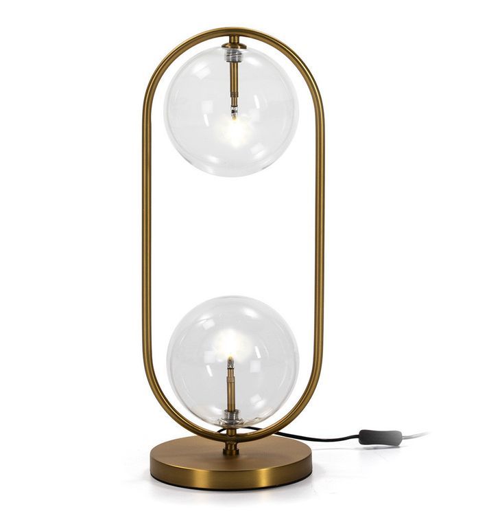 Lampe de table verre transparent et pied métal doré Desab - Photo n°1