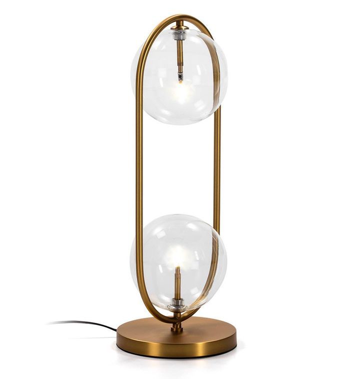Lampe de table verre transparent et pied métal doré Desab - Photo n°2