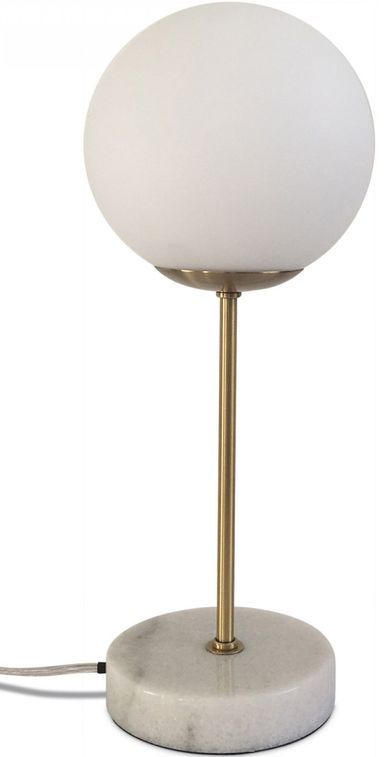 Lampe marbre blanc laiton et verre Bouli - Photo n°1