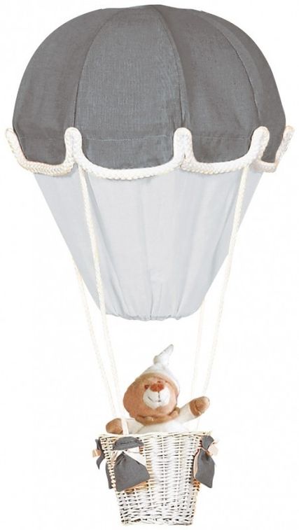 Lampe montgolfière coton gris foncé et gris perle - Photo n°1