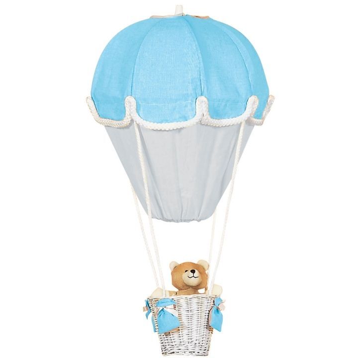 Lampe montgolfière coton turquoise et gris perle - Photo n°1
