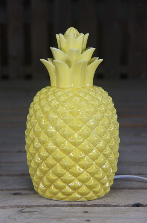 Lampe porcelaine biscuit jaune Ananas - Photo n°2