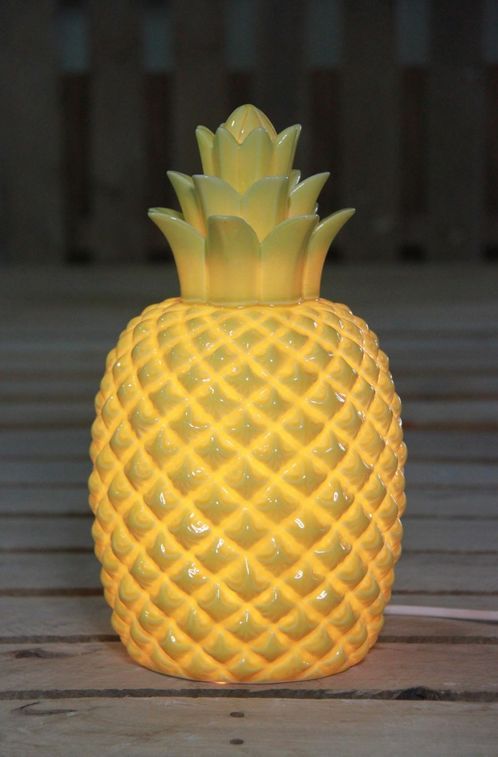 Lampe porcelaine biscuit jaune Ananas - Photo n°3