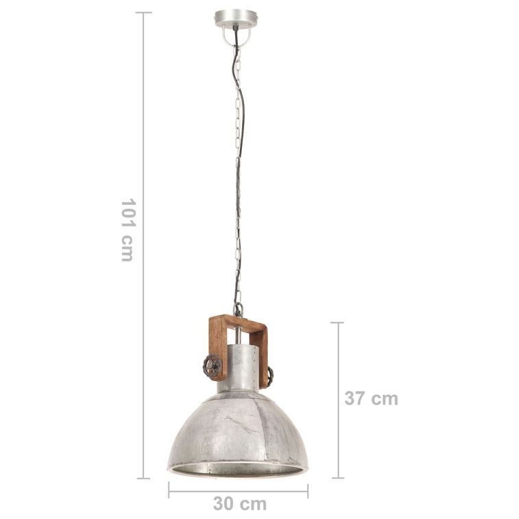 Lampe suspendue industrielle 25 W Argenté Rond 30 cm E27 - Photo n°11