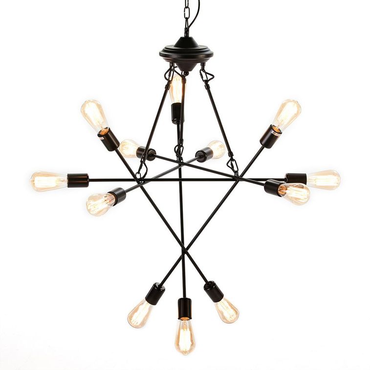 Lampe suspension 12 branches métal noir Gary L 73 x H 92 x P 73 cm - Photo n°2