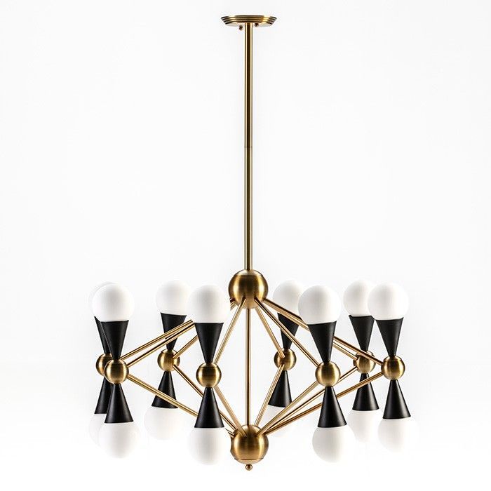 Lampe suspension 16 branches métal noir et doré Wina H 115 cm - Photo n°1