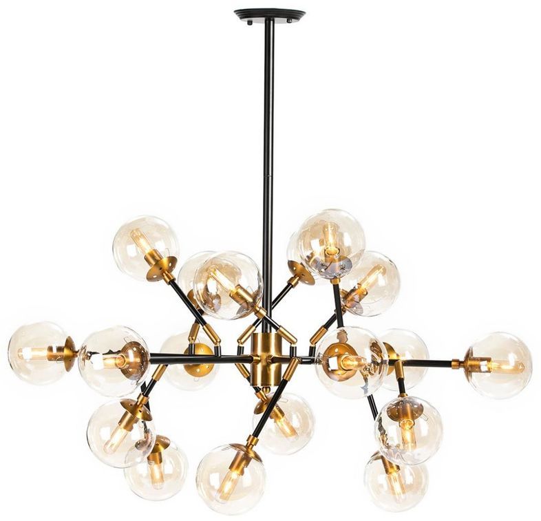 Lampe suspension 18 branches métal noir et doré Gary L 97 x H 75 x P 97 cm - Photo n°1