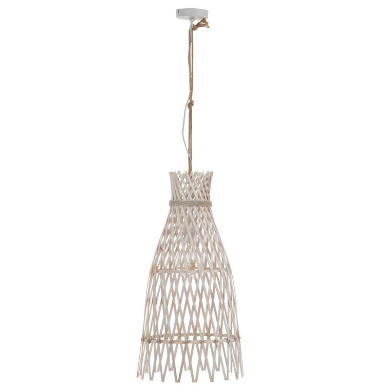 Lampe suspension bambou blanc Azura H 63 cm - Photo n°1
