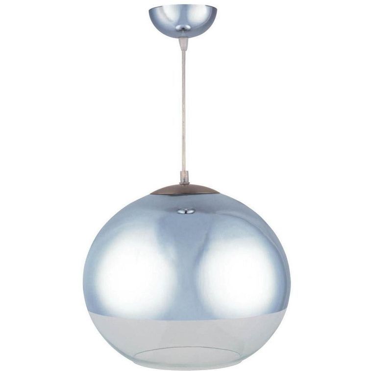 Lampe suspension globe de verre gris chromé Novva - Photo n°1
