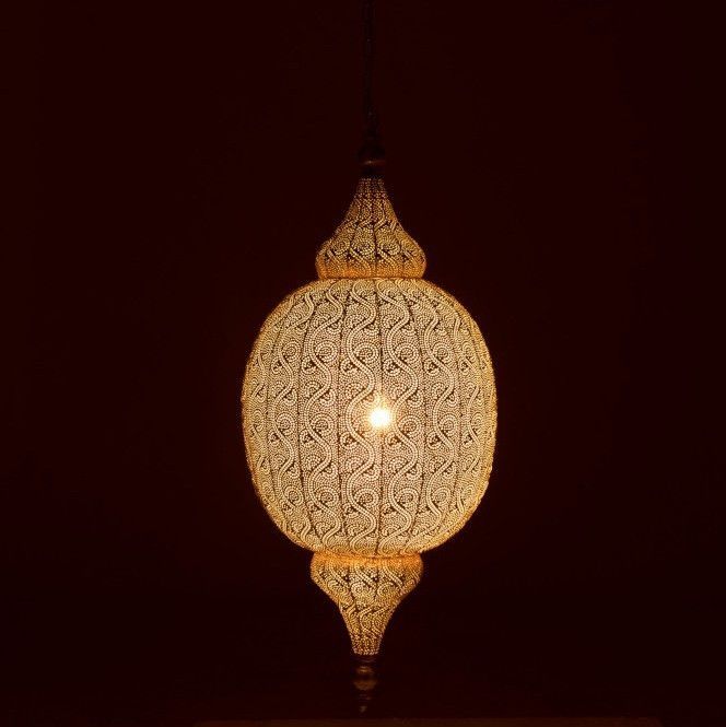 Lampe suspension métal blanc Omani H 164 cm - Photo n°3