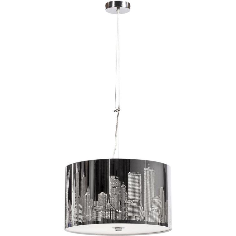 Lampe suspension métal chromé imprimé New York Citty - Photo n°1