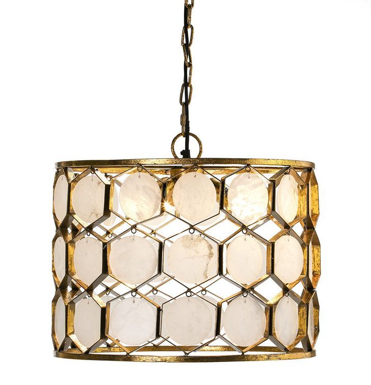 Lampe suspension métal doré et marbre blanc Galie L 46 x H 40 x P 46 cm - Photo n°1