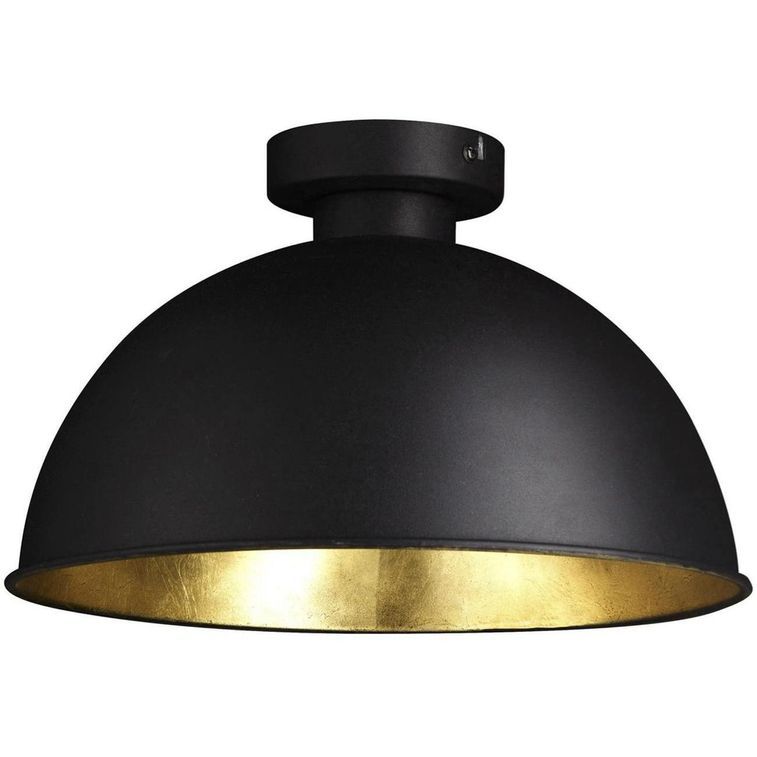 Lampe suspension métal noir et intérieur doré Reliva - Photo n°1