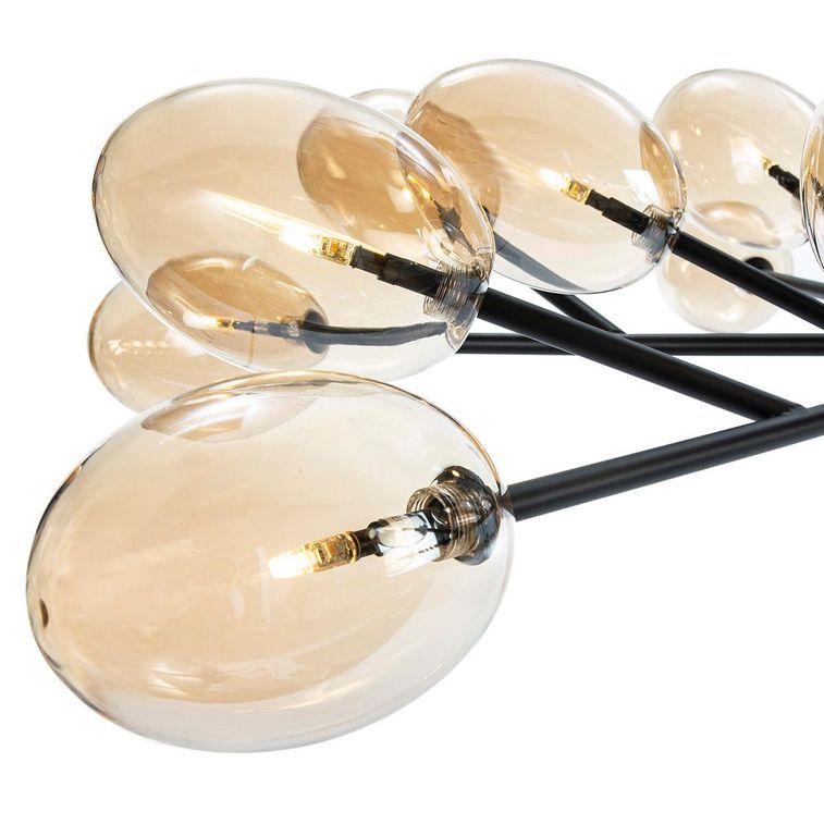 Lampe suspension verre ambré et métal noir Leon L 130 x H 74 x P 130 cm - Photo n°4